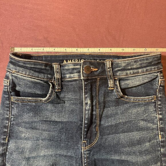 American Eagle Outfitters Super Hi Rise Jegging Blue Jeans - Size 2 short - Picture 6 of 10